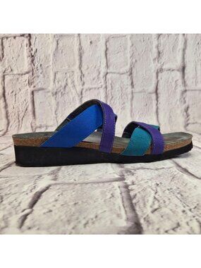 Naot Roxanna Women Confort Sandals Sz 9-9.5 Aqua Royal Blue Gloss Purple Leather